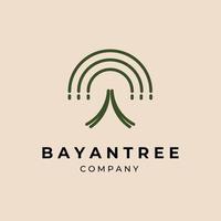diseño de ilustración de logotipo de arte de línea de árbol de bayan minimalista vector