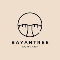 minimalist Banyan tree line art emblem logo logo illustration design vector