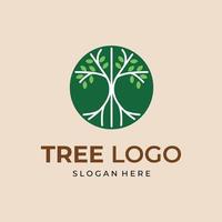 tree circle line  emblem  logo vector Abstract round plant nature symbol