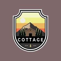 Vintage modern cottage cabin emblem logo vector illustration