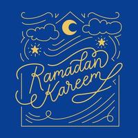 ramadan kareem letras de guiones decorativos vector