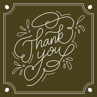 Thank you with flourishes decorative script lettering vector