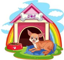 A dog outside the doghouse vector