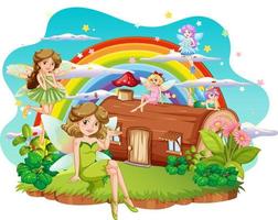 A group of lovely fairy on the island vector