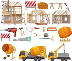 Set of construction site objects vector