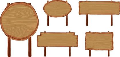 Set of different wooden sign boards vector