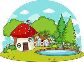 A simple fantasy house in nature background vector