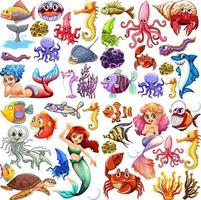 Different types of sea animals vector