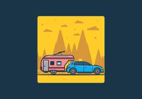 Car with additional towing box illustration vector