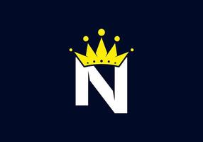 Initial N letter with crown vector