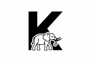 Initial letter K with elephant shape line art vector