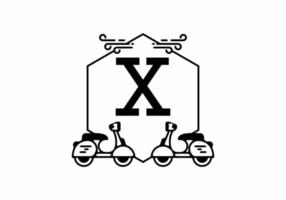 Initial letter X in scooter frame vector