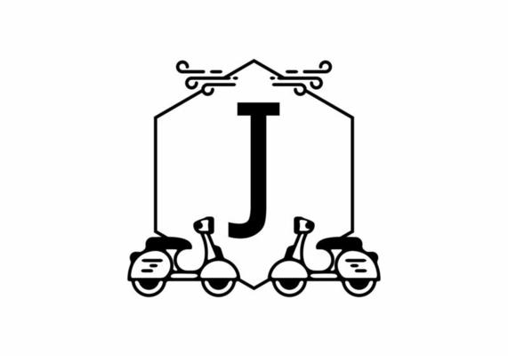 Initial letter J in scooter frame