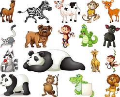 Set of animal cartoon character vector