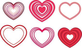 Cute hearts set in different style vector
