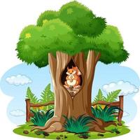 Nature scene with squirrel in the tree vector