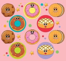 Seamless background with cookies and donut vector
