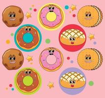 fondo transparente con galletas y donas vector