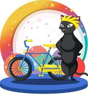 Cyclist cat standing on two legs vector