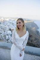 bride in Santorini island,Greece photo