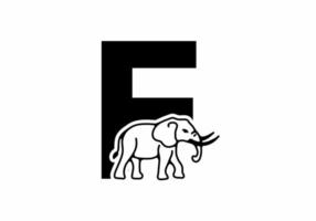 Initial letter F with elephant shape line art vector