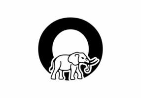 Initial letter O with elephant shape line art vector