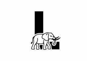 Initial letter L with elephant shape line art vector