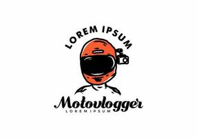 dibujo ilustrativo de motovlog con casco rojo vector