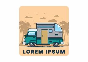 custom camper car flat illustration vector