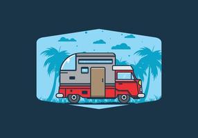 custom camper car flat illustration vector