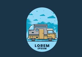 custom camper car flat illustration vector