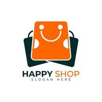 Happy shop logo design vector