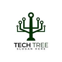 plantilla de diseño de icono de logotipo de tecnología de árbol vector