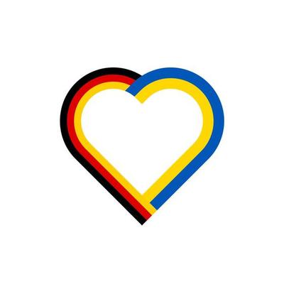 heart ribbon icon of germany and ukraine flags. vector illustration isolated on white background