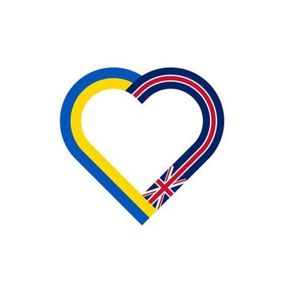 heart ribbon icon of ukraine and united kingdom flags. vector illustration isolated on white background