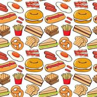 Seamless background design with different food vector