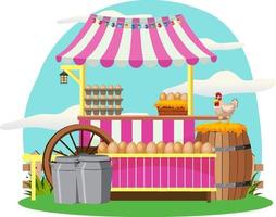 Market stall concept with egg shop stall vector