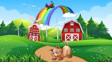 A cats playing in farm vector