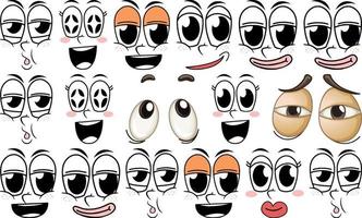 Set of facial expression on white background vector