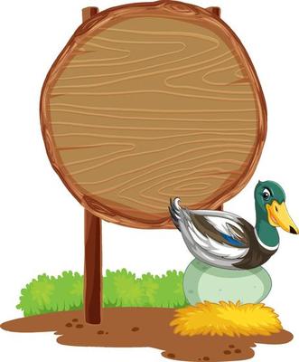 Blank round wooden signboard with animal