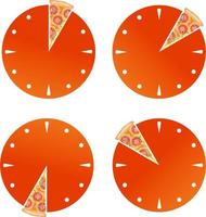 reloj en rodajas con pizza vector