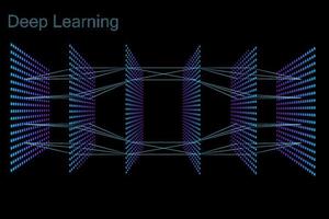 Neon 3D neural network with six layers vector