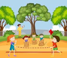 Kids doing physical activity vector