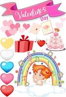 Valentine theme with cupid and rainbow music vector