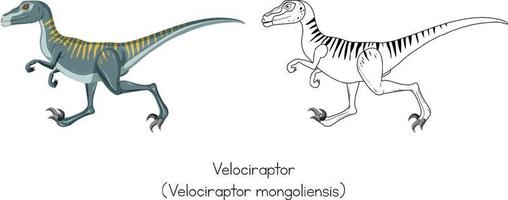 dibujo de dinosaurio de velociraptor vector