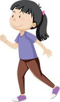Active girl simple cartoon character vector