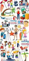 Set of cartoon character and object for travel vector