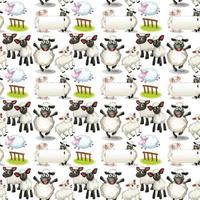 Cute animals cartoon seamless background vector