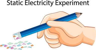 Static electricity experiment with pencil and papers vector