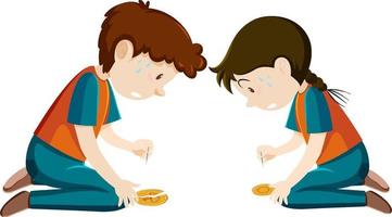 Children playing scratch dalgona cookie vector